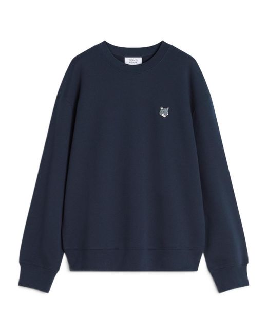 Maison Kitsuné Blue Maison Kitsuné Fox Head Crewneck Sweatshirt for men