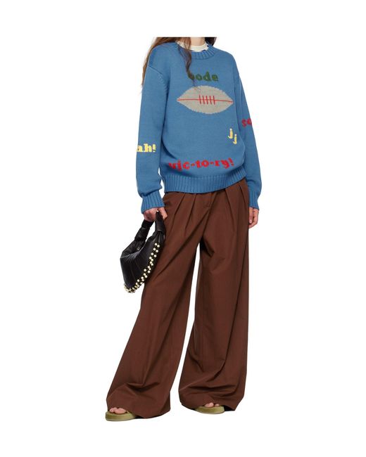 Bode Blue Spirit Crew Neck Sweater