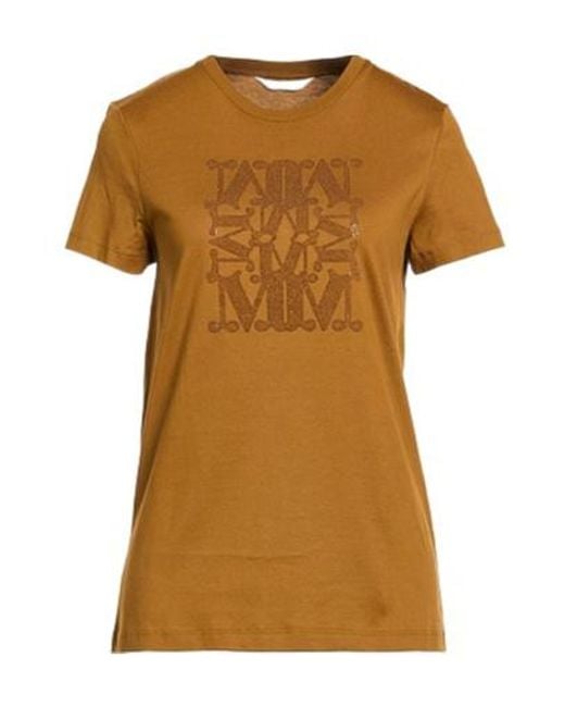Max Mara Brown Solid Color Short-Sleeve T-Shirt
