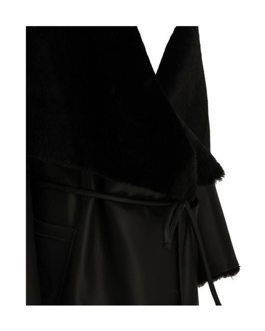 Blancha Black Wrap Panel Long Coat