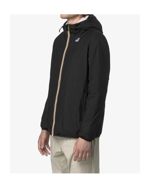 K-Way Black Levrai 4.0 Claude Hooded Jacket for men