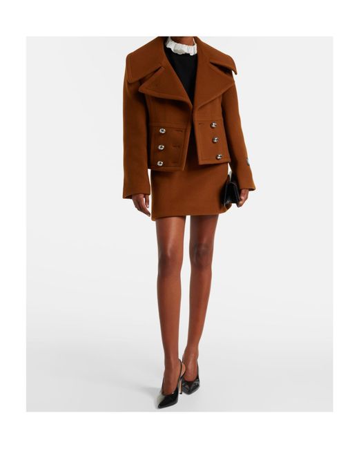 Patou Brown Cropped Double-Breasted Casual Jacket