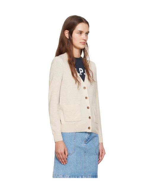 A.P.C. White Louisa Logo-Embroidered Cardigan