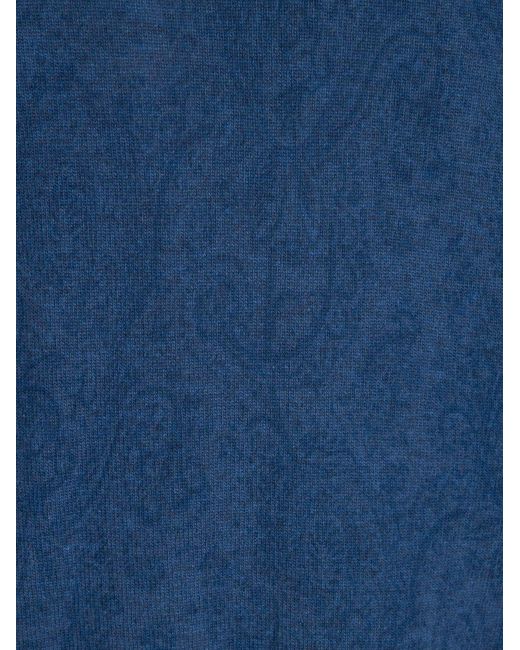 Etro Blue Logo-Embroidered Crewneck Knitted Jumper for men
