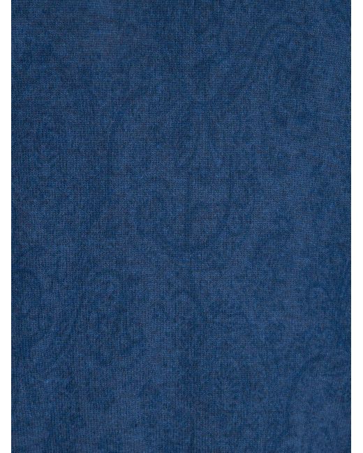 Etro Blue Logo-Embroidered Crewneck Knitted Jumper for men