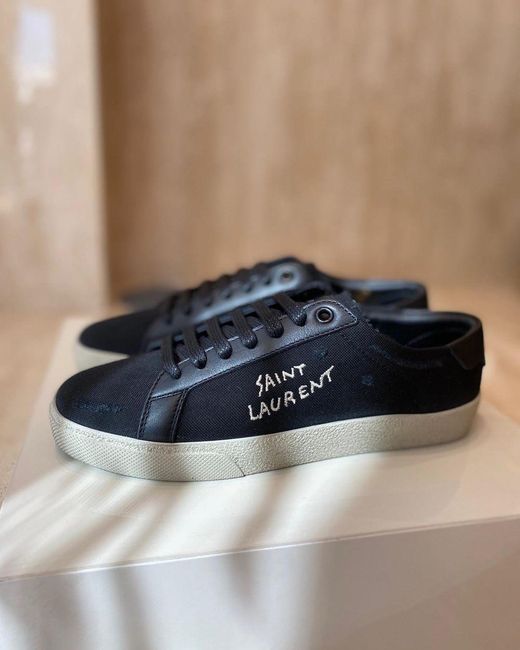 Saint Laurent Black Court Classic Sl/06 Embroidered Sneakers for men