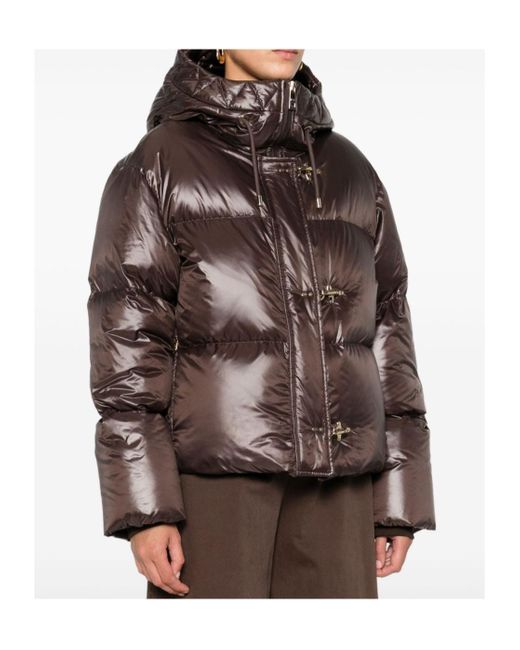 Fay Brown Hooded Quilted Puffer Jacket
