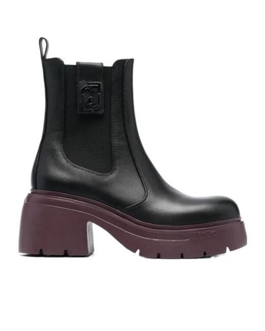 Liu Jo Black Carrie Leather Ankle Boots