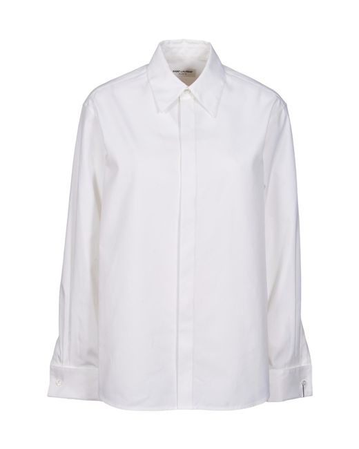 Saint Laurent White Boyfriend Long-Sleeved Shirt