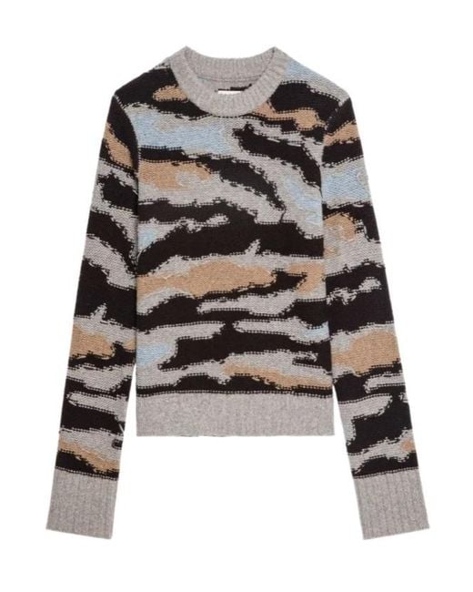 Zadig & Voltaire Black Malty Patterned Crew-Neck Sweater