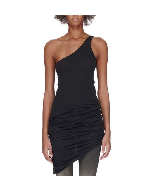 Rick Owens Black Double-Ziggy Cotton Tank Top