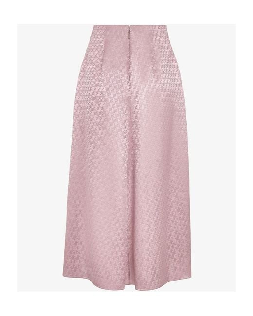 Fendi Pink Mauve Ff Silk Skirt