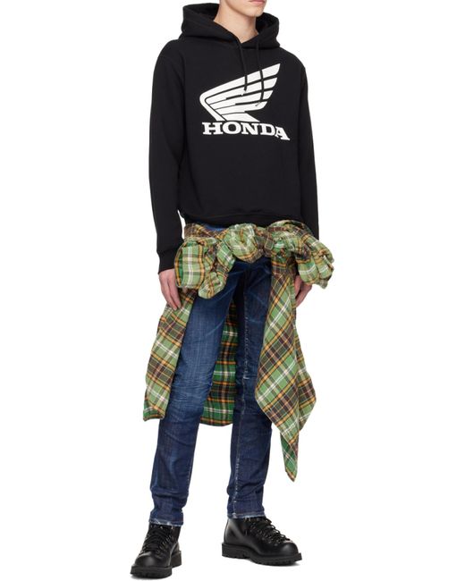 DSquared² Blue X Honda Long-Sleeved Drawstring Hoodie for men