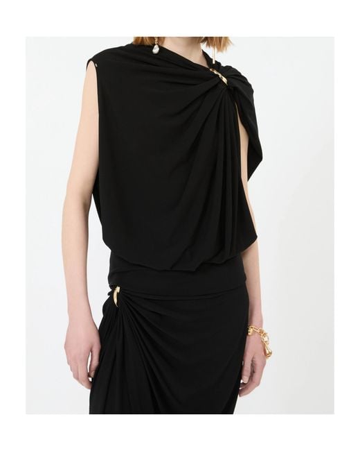 Sportmax Black Lacuna Ring-Embellishment Top