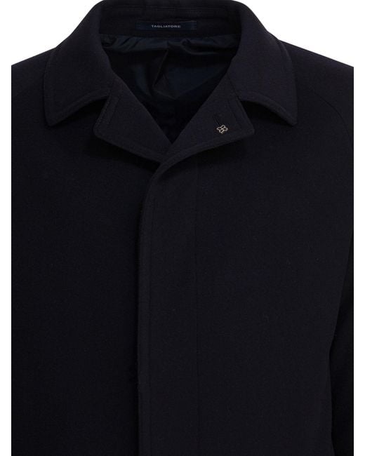 Tagliatore Black Wool-Blend Single-Breasted Coat for men
