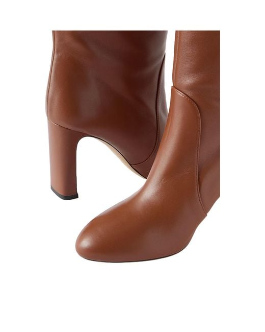 Stuart Weitzman Brown Solid-Color Leather Knee Boots