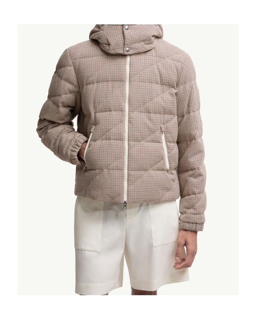 Moncler Brown Psyllos Wool Blend Hooded Short Down Jacket for men