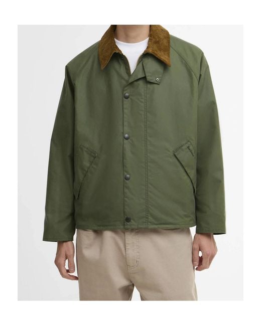 Barbour Green Corduroy Collar Buttoned Jacket for men