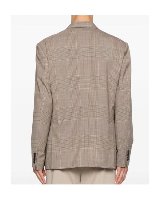 Lardini Brown Double-Breasted Check-Pattern Blazer for men