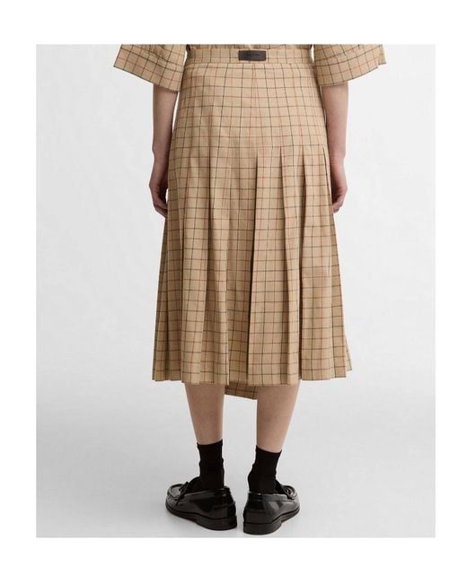 Barbour Natural Hollington Buckle-Fastening Tattersall Midi Skirt