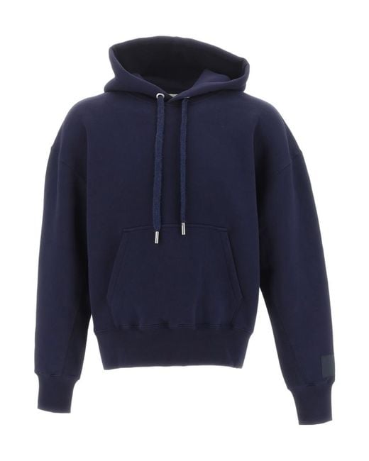 AMI Blue Long-Sleeved Drawstring Hoodie for men