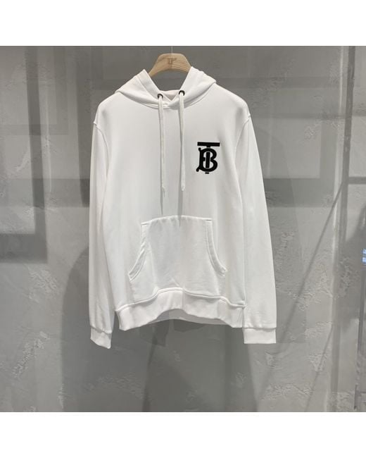 Burberry White Logo Hooded Sweater for men