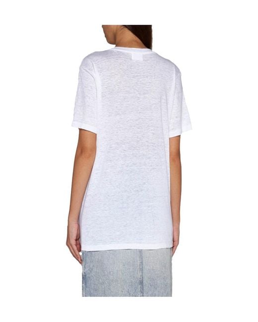 Isabel Marant White Isabel Marant Étoile Logo-Printed Crewneck T-Shirt