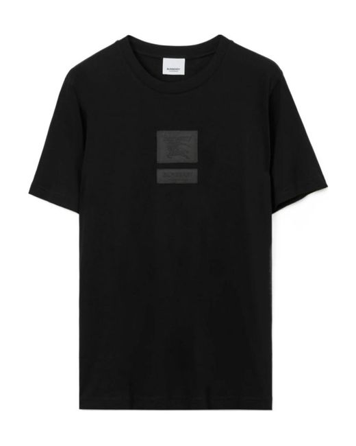 Burberry Black Equestrian Knight Logo-Patch Short-Sleeve T-Shirt