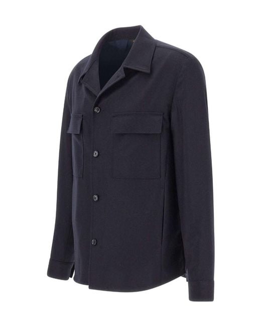 Briglia 1949 Blue Long-Sleeve Button-Up Jacket for men