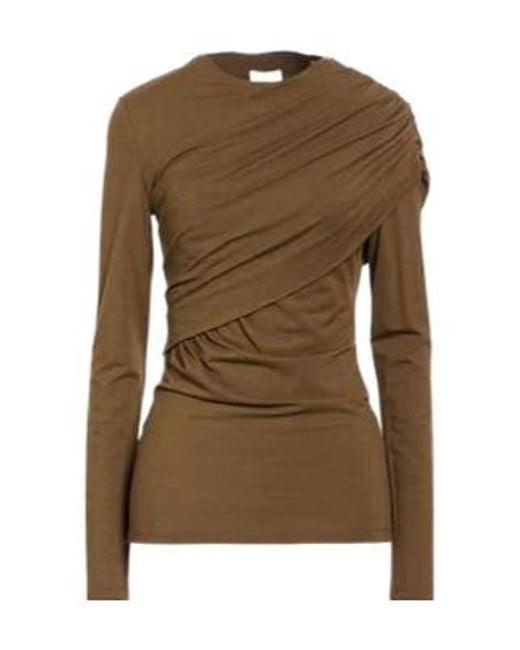 Isabel Marant Brown Solid Crew Neck Long Sleeve T-Shirt