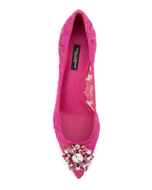 Dolce & Gabbana Pink Bellucci Lace Pumps