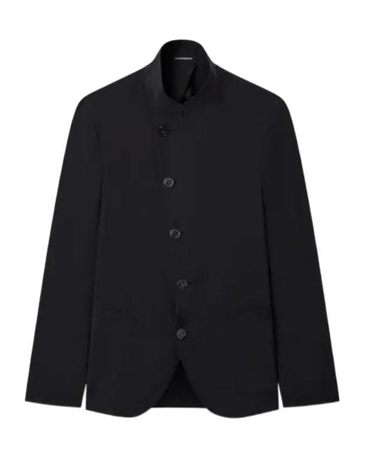 Emporio Armani Blue Asymmetric Button Blazer for men