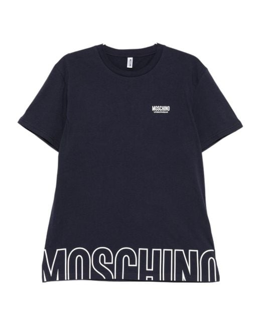 Moschino Blue Logo-Detail Cotton T-Shirt for men