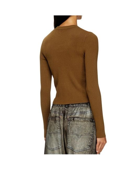 DIESEL Green M-Valari Oval D Ribbed-Knit Top