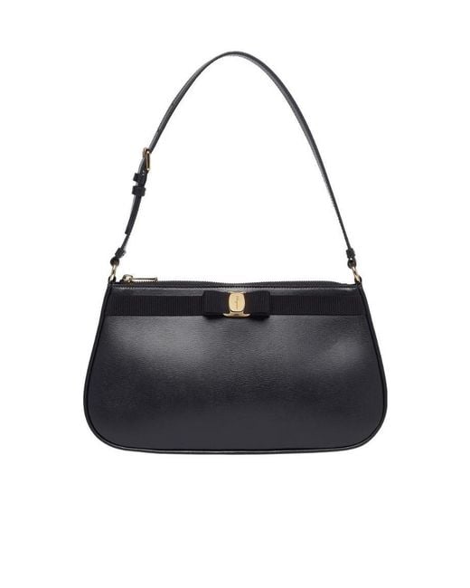 Ferragamo Black Vara Bow Shoulder Bag