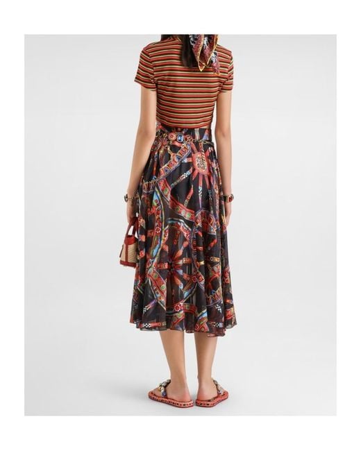Dolce & Gabbana Red Long Circle Skirt