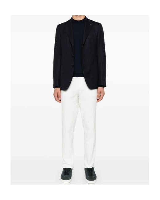 Eleventy Blue Ribbed Crew Neck Knitwear for men