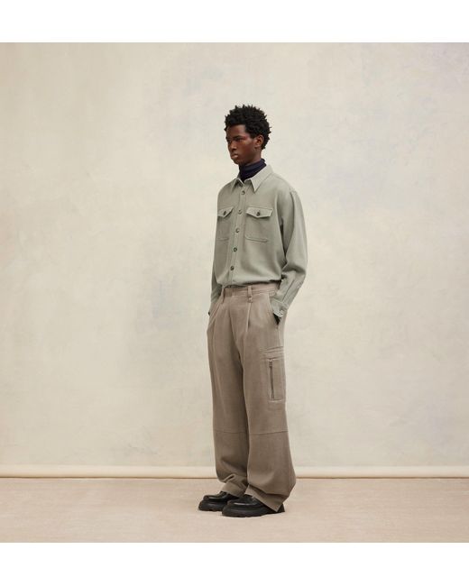 AMI Gray Long Sleeved Buttoned Shirt for men