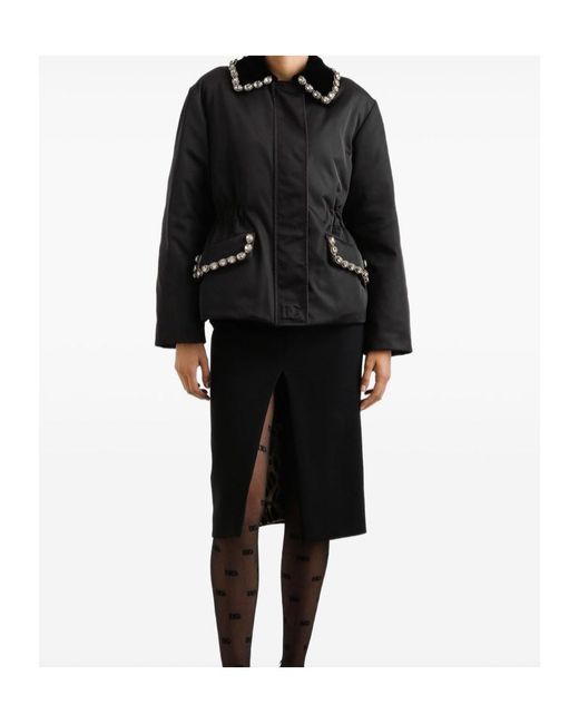 Dolce & Gabbana Black Front Slit Midi Pencil Skirt