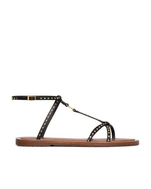 Céline Brown Taillat Flat Sandal With Studs
