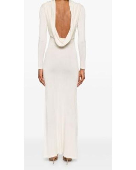 AYA MUSE White Fine-Knit Ultra-Long Dress