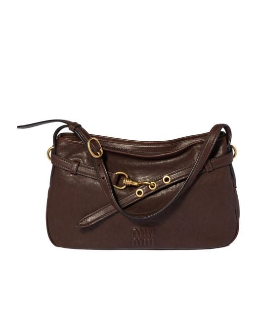 Miu Miu Brown Aventure Nappa Leather Bag