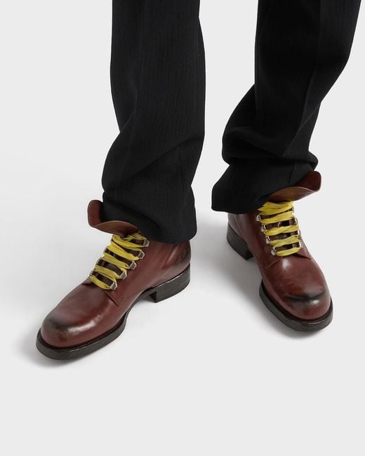 Prada Brown Lace-Up Ankle Boots for men