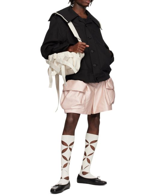 Simone Rocha Black Beaded Sailor Collar Workwear Jacket for men