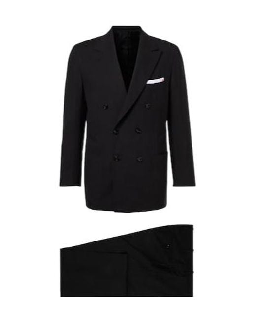 Kiton Black Wool Suit for men