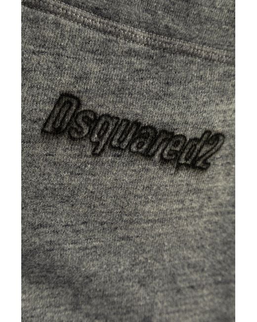 DSquared² Gray Logo Embroidered Elastic Waist Sweatpants