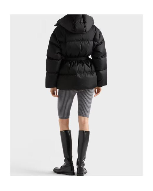 Prada Black Hooded Belted Jacket