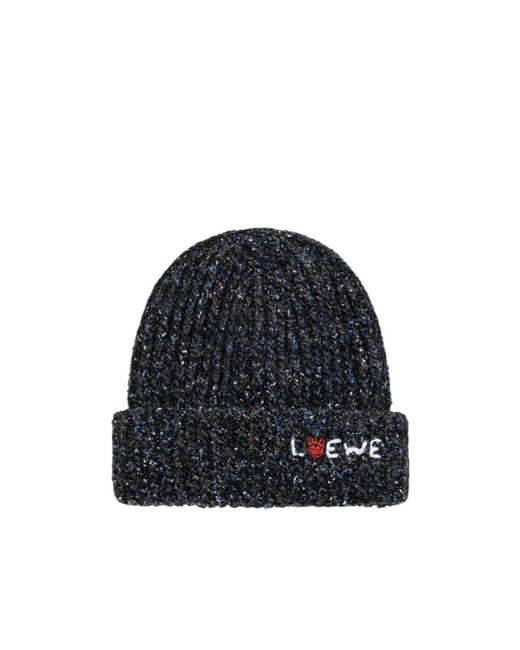 Loewe Blue Wool, Silk And Alpaca Blend Knitted Hat