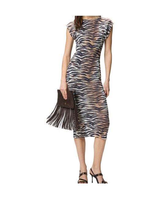 Pinko Multicolor Animal Printed Sheath Midi Dress