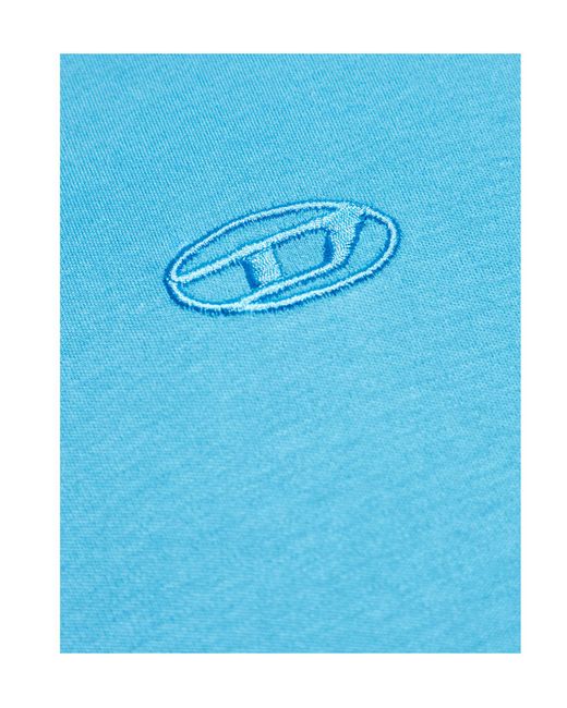 DIESEL Blue T-Adjust-Slits Logo-Embroidered T-Shirt for men
